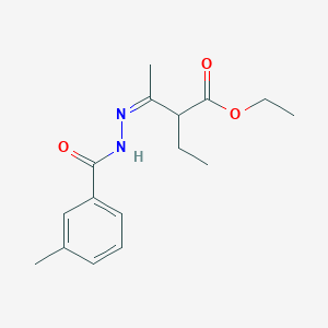 molecular formula C16H22N2O3 B323719 ethyl 2-ethyl-3-[(3-methylbenzoyl)hydrazono]butanoate 
