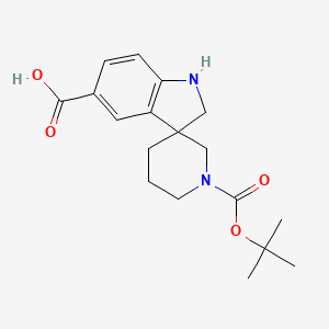 molecular formula C18H24N2O4 B3237544 1'-(tert-Butoxycarbonyl)spiro[indoline-3,3'-piperidine]-5-carboxylic acid CAS No. 1391732-87-8