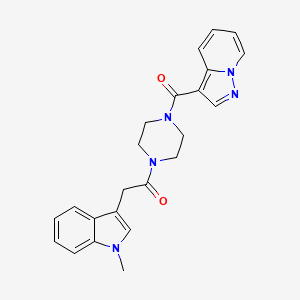 2-(1-methyl-1H-indol-3-yl)-1-(4-(pyrazolo[1,5-a]pyridine-3-carbonyl)piperazin-1-yl)ethanone