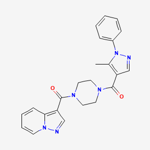 (5-methyl-1-phenyl-1H-pyrazol-4-yl)(4-(pyrazolo[1,5-a]pyridine-3-carbonyl)piperazin-1-yl)methanone