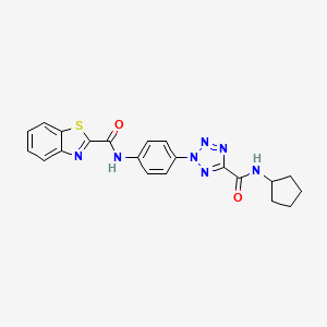 molecular formula C21H19N7O2S B3237903 N-(4-(5-(cyclopentylcarbamoyl)-2H-tetrazol-2-yl)phenyl)benzo[d]thiazole-2-carboxamide CAS No. 1396768-01-6