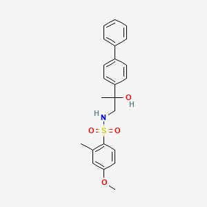 molecular formula C23H25NO4S B3237909 N-(2-([1,1'-biphenyl]-4-yl)-2-hydroxypropyl)-4-methoxy-2-methylbenzenesulfonamide CAS No. 1396771-59-7
