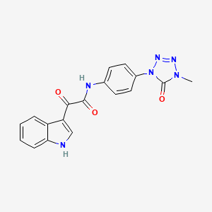 molecular formula C18H14N6O3 B3237951 2-(1H-indol-3-yl)-N-(4-(4-methyl-5-oxo-4,5-dihydro-1H-tetrazol-1-yl)phenyl)-2-oxoacetamide CAS No. 1396847-00-9