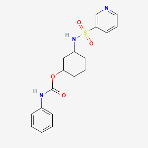 molecular formula C18H21N3O4S B3237967 3-(Pyridine-3-sulfonamido)cyclohexyl phenylcarbamate CAS No. 1396855-68-7