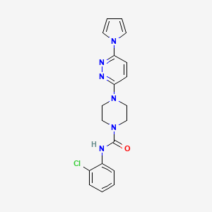 molecular formula C19H19ClN6O B3237973 4-(6-(1H-pyrrol-1-yl)pyridazin-3-yl)-N-(2-chlorophenyl)piperazine-1-carboxamide CAS No. 1396858-81-3