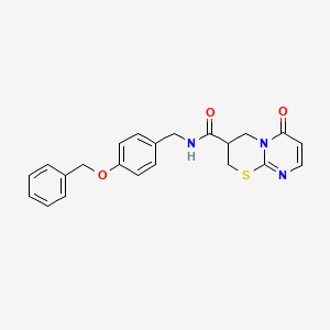 molecular formula C22H21N3O3S B3237975 N-(4-(benzyloxy)benzyl)-6-oxo-2,3,4,6-tetrahydropyrimido[2,1-b][1,3]thiazine-3-carboxamide CAS No. 1396858-95-9