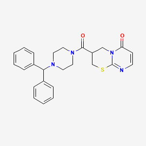 molecular formula C25H26N4O2S B3237979 3-(4-benzhydrylpiperazine-1-carbonyl)-3,4-dihydropyrimido[2,1-b][1,3]thiazin-6(2H)-one CAS No. 1396865-93-2