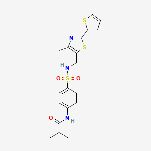 molecular formula C19H21N3O3S3 B3237987 N-(4-(N-((4-methyl-2-(thiophen-2-yl)thiazol-5-yl)methyl)sulfamoyl)phenyl)isobutyramide CAS No. 1396871-73-0