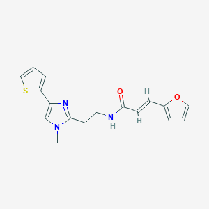 molecular formula C17H17N3O2S B3237999 (E)-3-(furan-2-yl)-N-(2-(1-methyl-4-(thiophen-2-yl)-1H-imidazol-2-yl)ethyl)acrylamide CAS No. 1396892-62-8
