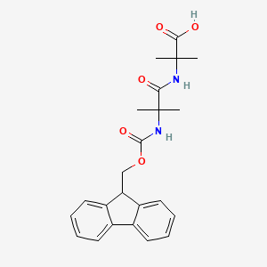 molecular formula C23H26N2O5 B3238075 2-(2-((((9H-fluoren-9-yl)methoxy)carbonyl)amino)-2-methylpropanamido)-2-methylpropanoic acid CAS No. 139881-77-9