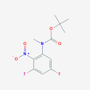 molecular formula C12H14F2N2O4 B3238103 Carbamic acid, N-(3,5-difluoro-2-nitrophenyl)-N-methyl-, 1,1-dimethylethyl ester CAS No. 1400808-14-1