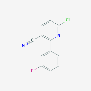 molecular formula C12H6ClFN2 B3238290 6-Chloro-2-(3-fluorophenyl)nicotinonitrile CAS No. 140692-98-4