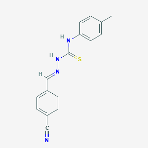 molecular formula C16H14N4S B323843 (2E)-2-(4-cyanobenzylidene)-N-(4-methylphenyl)hydrazinecarbothioamide 