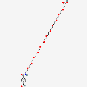 molecular formula C35H59NO16 B3238559 Propanoic acid, 3-[[37-(4-formylphenyl)-37-oxo-3,6,9,12,15,18,21,24,27,30,33-undecaoxa-36-azaheptatriacont-1-yl]oxy]- CAS No. 1415408-70-6