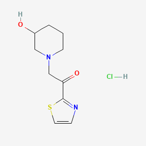 molecular formula C10H15ClN2O2S B3238999 2-(3-Hydroxypiperidin-1-yl)-1-(thiazol-2-yl)ethanone hydrochloride CAS No. 1417794-42-3