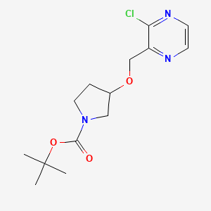 molecular formula C14H20ClN3O3 B3239187 tert-Butyl 3-((3-chloropyrazin-2-yl)methoxy)pyrrolidine-1-carboxylate CAS No. 1420811-33-1