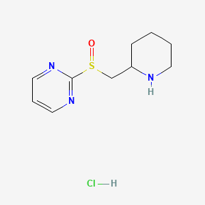 molecular formula C10H16ClN3OS B3239495 2-((Piperidin-2-ylmethyl)sulfinyl)pyrimidine hydrochloride CAS No. 1420972-54-8