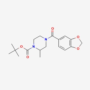 B3239551 tert-Butyl 4-(benzo[d][1,3]dioxole-5-carbonyl)-2-methylpiperazine-1-carboxylate CAS No. 1420999-92-3