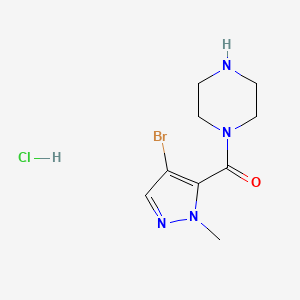 molecular formula C9H14BrClN4O B3240312 1-[(4-bromo-1-methyl-1H-pyrazol-5-yl)carbonyl]piperazine hydrochloride CAS No. 1431966-28-7
