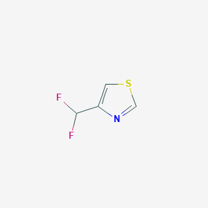 molecular formula C4H3F2NS B3240355 Thiazole, 4-(difluoromethyl)- CAS No. 1432754-57-8