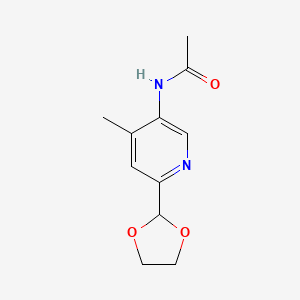 molecular formula C11H14N2O3 B3240467 N-[6-(1,3-dioxolan-2-yl)-4-methylpyridin-3-yl]acetamide CAS No. 143621-41-4