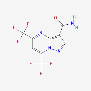molecular formula C9H4F6N4O B3240531 5,7-Bis(trifluoromethyl)pyrazolo[1,5-a]pyrimidine-3-carboxamide CAS No. 143810-64-4
