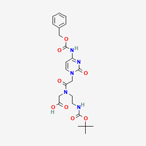 B3240691 N-[2-(tert-Butoxycarbonylamino)ethyl]-N-[2-oxo-4-(benzyloxycarbonylamino)-1,2-dihydropyrimidine-1-ylacetyl]glycine CAS No. 144564-94-3