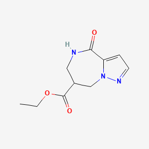 molecular formula C10H13N3O3 B3240702 Ethyl 4-oxo-5,6,7,8-tetrahydro-4H-pyrazolo[1,5-a][1,4]diazepine-7-carboxylate CAS No. 1445951-39-2