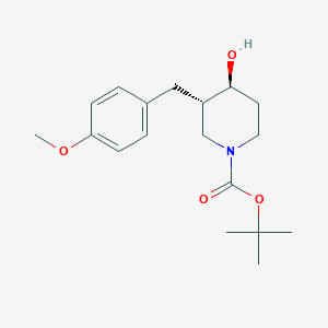 molecular formula C18H27NO4 B3240742 trans-tert-Butyl4-hydroxy-3-(4-methoxybenzyl)piperidine-1-carboxylate CAS No. 1445951-86-9