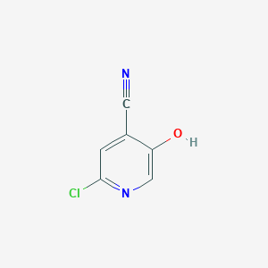 molecular formula C6H3ClN2O B3240756 2-Chloro-5-hydroxyisonicotinonitrile CAS No. 1445968-07-9
