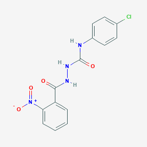 molecular formula C14H11ClN4O4 B324080 N-{[(4-CHLOROPHENYL)CARBAMOYL]AMINO}-2-NITROBENZAMIDE 