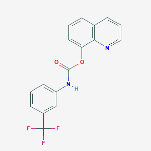 molecular formula C17H11F3N2O2 B3241406 Quinolin-8-yl N-[3-(trifluoromethyl)phenyl]carbamate CAS No. 14628-11-6