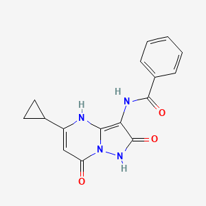 molecular formula C16H14N4O3 B3241433 N-(5-Cyclopropyl-2,7-dioxo-1,2,4,7-tetrahydropyrazolo[1,5-A]pyrimidin-3-YL)benzamide CAS No. 1464091-42-6