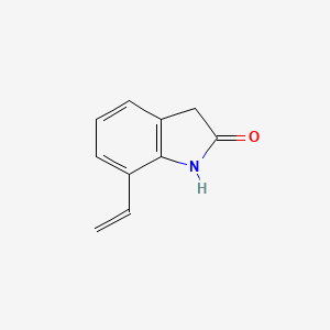 molecular formula C10H9NO B3241881 7-ethenyl-2,3-dihydro-1H-indol-2-one CAS No. 1488409-61-5
