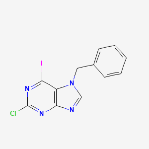 molecular formula C12H8ClIN4 B3242281 7-Benzyl-2-chloro-6-iodo-7H-purine CAS No. 150721-89-4