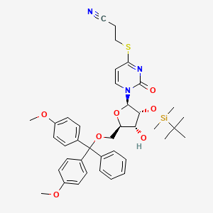 molecular formula C39H47N3O7SSi B3243117 3-((1-((2R,3R,4R,5R)-5-((Bis(4-methoxyphenyl)(phenyl)methoxy)methyl)-3-((tert-butyldimethylsilyl)oxy)-4-hydroxytetrahydrofuran-2-yl)-2-oxo-1,2-dihydropyrimidin-4-yl)thio)propanenitrile CAS No. 154665-03-9