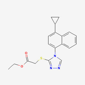 molecular formula C19H19N3O2S B3243142 Acetic acid, 2-[[4-(4-cyclopropyl-1-naphthalenyl)-4H-1,2,4-triazol-3-yl]thio]-, ethyl ester CAS No. 1547295-11-3