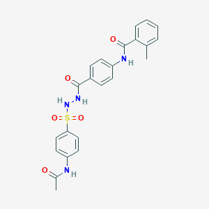 molecular formula C23H22N4O5S B324349 N-{4-[N'-(4-ACETAMIDOBENZENESULFONYL)HYDRAZINECARBONYL]PHENYL}-2-METHYLBENZAMIDE 