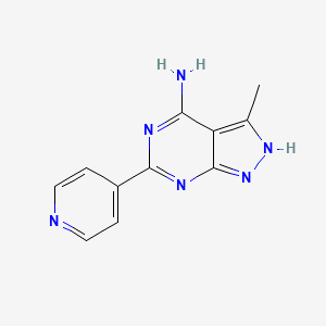 molecular formula C11H10N6 B3243536 3-Methyl-6-(pyridin-4-YL)-1H-pyrazolo[3,4-D]pyrimidin-4-amine CAS No. 158001-32-2