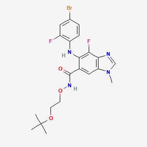 molecular formula C21H23BrF2N4O3 B3243997 1H-Benzimidazole-6-carboxamide, 5-[(4-bromo-2-fluorophenyl)amino]-N-[2-(1,1-dimethylethoxy)ethoxy]-4-fluoro-1-methyl- CAS No. 1604812-70-5