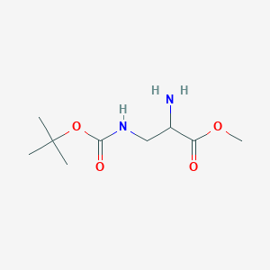 molecular formula C9H18N2O4 B3244430 Alanine, 3-[[(1,1-dimethylethoxy)carbonyl]amino]-, methyl ester (9CI) CAS No. 161972-25-4