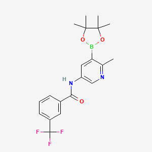 molecular formula C20H22BF3N2O3 B3244638 N-(6-Methyl-5-(4,4,5,5-tetramethyl-1,3,2-dioxaborolan-2-yl)pyridin-3-yl)-3-(trifluoromethyl)benzamide CAS No. 1628839-34-8