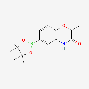 molecular formula C15H20BNO4 B3244657 2-methyl-6-(tetramethyl-1,3,2-dioxaborolan-2-yl)-3,4-dihydro-2H-1,4-benzoxazin-3-one CAS No. 1629585-32-5