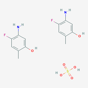 molecular formula C14H18F2N2O6S B3244696 Phenol, 5-amino-4-fluoro-2-methyl-, sulfate (2:1) CAS No. 163183-01-5
