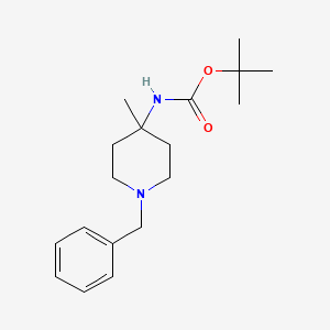 molecular formula C18H28N2O2 B3244745 Carbamic acid, n-[4-methyl-1-(phenylmethyl)-4-piperidinyl]-, 1,1-dimethylethyl ester CAS No. 163271-07-6