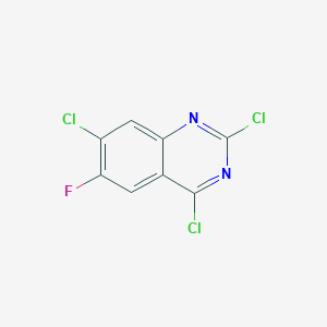 molecular formula C8H2Cl3FN2 B3246059 2,4,7-Trichloro-6-fluoroquinazoline CAS No. 174566-16-6