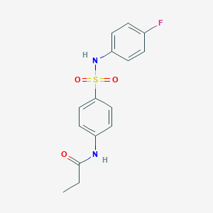 molecular formula C15H15FN2O3S B324640 N-{4-[(4-fluorophenyl)sulfamoyl]phenyl}propanamide 