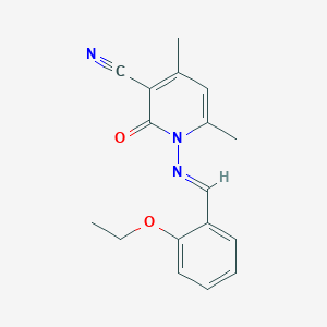 molecular formula C17H17N3O2 B324648 1-[(E)-[(2-ETHOXYPHENYL)METHYLIDENE]AMINO]-4,6-DIMETHYL-2-OXO-1,2-DIHYDROPYRIDINE-3-CARBONITRILE 