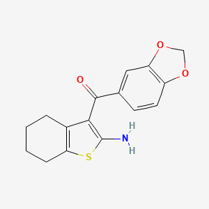 molecular formula C16H15NO3S B3246667 (2-Amino-4,5,6,7-tetrahydrobenzo[b]thiophen-3-yl)(benzo[d][1,3]dioxol-5-yl)methanone CAS No. 179327-06-1
