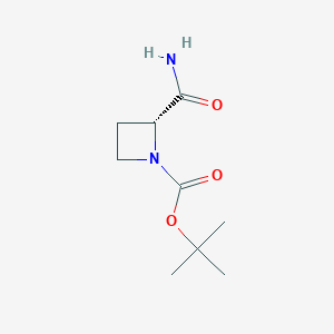 molecular formula C9H16N2O3 B3247535 tert-Butyl (2R)-2-carbamoylazetidine-1-carboxylate CAS No. 1821766-24-8